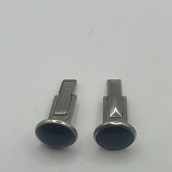 Silver and Black Cufflink Set vintage pioneer - Picture 3 of 6